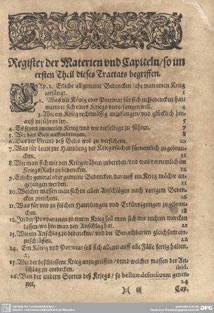 Register der Materien und Capiteln.