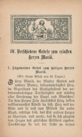 IV. Verschiedene Gebete zum reinsten Herzen Mariä
