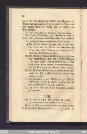 VIII. Militairische Wirthlichkeit.