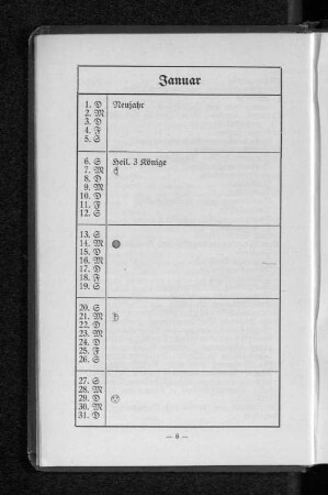Kalender Januar - Dezember