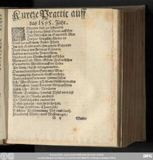 Kurtze Practic auff das 1595. Jahr.