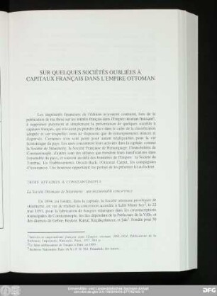 Sur Quelques Sociétés Oubliées À Capitaux Français Dans L'Empire Ottoman
