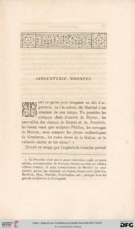 Argenterie, Bronzes