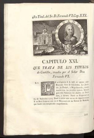 Capitulo XXI. Titulos del Señor Don Fernando VI.