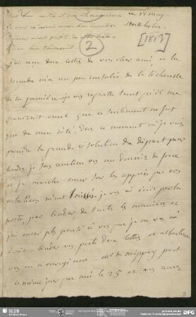Eigenh. Brief von Anne Louise Germaine de Staël-Holstein an August Wilhelm von Schlegel, Stockholm, 14.05.1813
