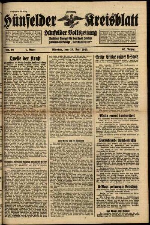 Erste Ausgabe vom Montag, den 29. Juli 1940.