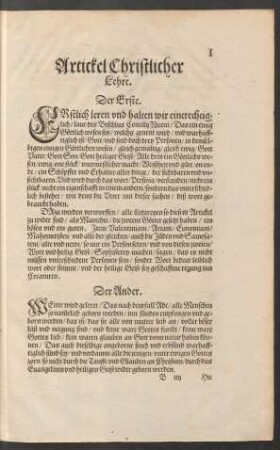 Artickel Christlicher Lehre.
