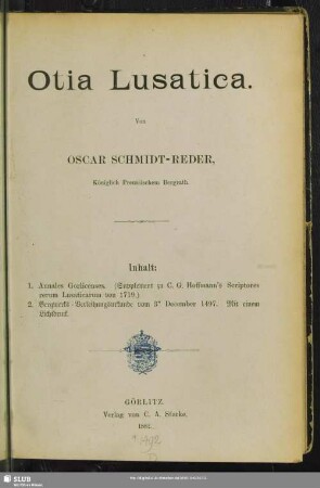 1: Otia Lusatica