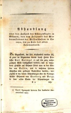 Abhandlung über die Pflanzenkunde in Böhmen, [1]