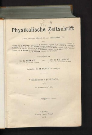 Physikalische Zeitschrift - Vierzehnter Jahrgang