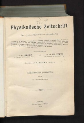 Physikalische Zeitschrift - Vierzehnter Jahrgang