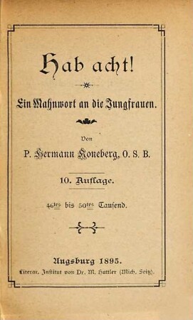 Hab acht! : Ein Mahnwort an die Jungfrauen