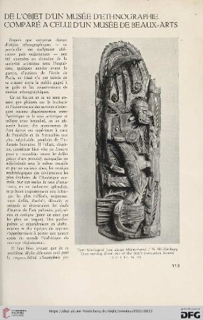 De l'Objet d'un Musée d'Ethnographie comparé a celui d'un Musée de Beaux-Arts