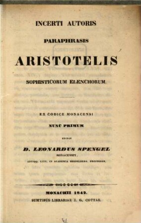 Incerti autoris paraphrasis Aristotelis Sophisticorum elenchorum
