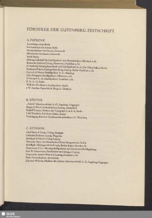 Förderer Der Gutenberg-Festschrift