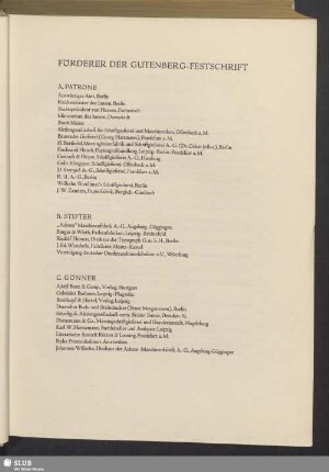 Förderer Der Gutenberg-Festschrift