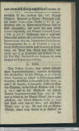 § XXII. Von Valent. Curtio, dem andern Lübeckischen Superintendenten, ...