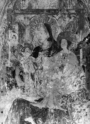 Anna selbdritt : Anna selbdritt. Fresko (um 1420). Murau, Friedhofskirche Sankt Anna