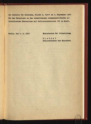 Der Lehrplan für ...