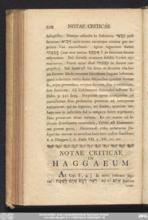 Notae Criticae In Haggaeum