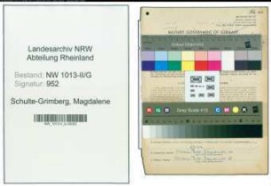 Entnazifizierung Magdalene Schulte-Grimberg , geb. 15.10.1911 (Buchhalterin)