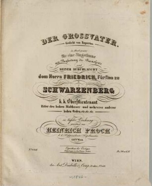 Der Grossvater : Gedicht von Rupertus ; in Musik gesetzt für eine Singstimme mit Begleitung des Pianoforte ; 125. Werk