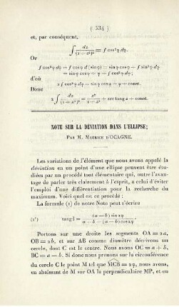 Note sur la déviation dans l'ellipse.