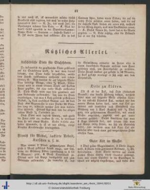 Nützliches Allerlei.