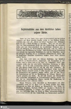 Geschichtsbilder aus dem kirchlichen Leben unserer Dörfer