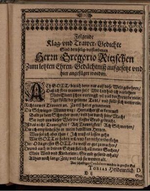 Klag- und Trawer-Gedichte
