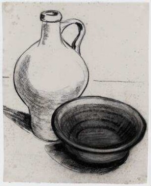 [o.T.]. Flasche und Schüssel