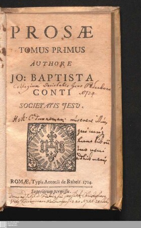 Tomus Primus: Prosæ Tomus ... Prosa