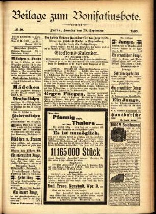 Zweite Ausgabe vom Sonntag, den 25. September 1898.