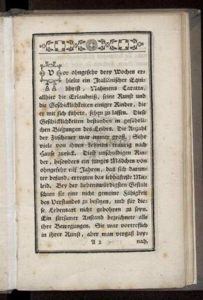 Vor ohngefehr drey Wochen erhielte ein ...