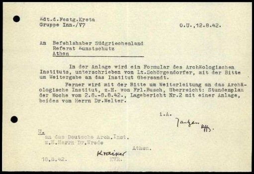 W. Kraiker an W. Wrede