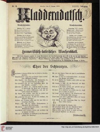 38: Kladderadatsch: Humoristisch-satirisches Wochenblatt