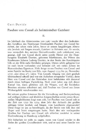Paschen von Cossel als holsteinischer Gutsherr