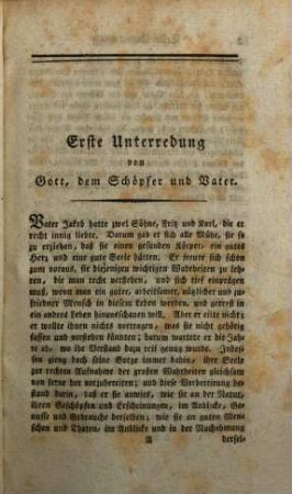 Unterredungen eines Vaters mit seinen Söhnen über die ersten Grundwahrheiten der christlichen Religion : Den Kleinen und ihren Lehrern gewidmet