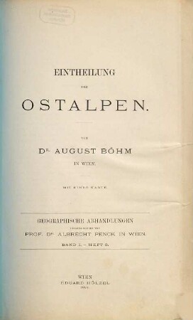 Eintheilung der Ostalpen