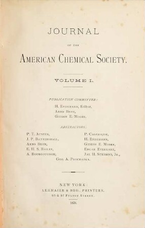 Journal of the American Chemical Society : JACS. 1, 1. 1879