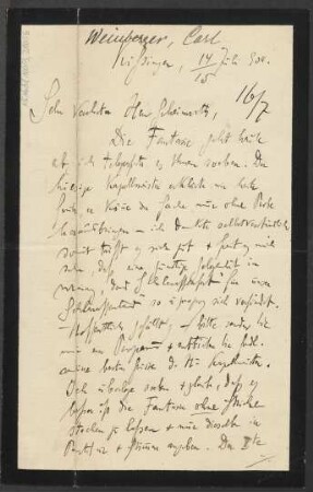 Brief an Ludwig Strecker  und B. Schott's Söhne : 14.07.1904