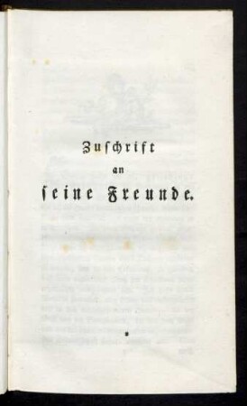 Zuschrift an seine Freunde.