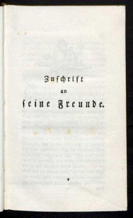 Zuschrift an seine Freunde.