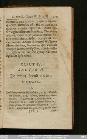 Sectio II. De rebus Seculi decimi.