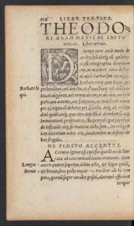 Theodori Grammaticae Institutionis. Liber tertius.