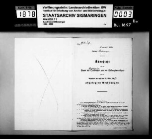 Übersicht über den Stand des katholischen Ortskirchen- und Stiftungsvermögens