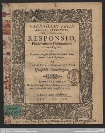 Brevis ... responsio pro defensione delineationis chronologicae