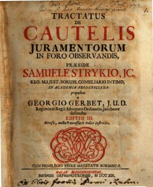 Tractatus De Cautelis Juramentorum In Foro Observandis