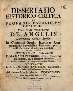 De profanis paganorum oraculis : una cum tractatu de angelis ...