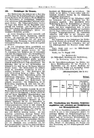 Beurlaubung von Beamten, Behördenangestellten und Arbeitern zur Durchführung des Winterhilfswerks : [Allgemeine Verwaltungssachen] ; [Für das Reich] ; [Amtliche Erlasse] ; [Amtlicher Teil]